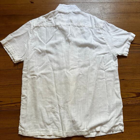 Porter & Ash white linen blend short sleeve button up shirt SIZE XL - Picture 4 of 4